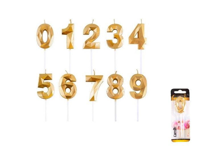bougie anniversaire sur bâton chiffre 5 or 5cm