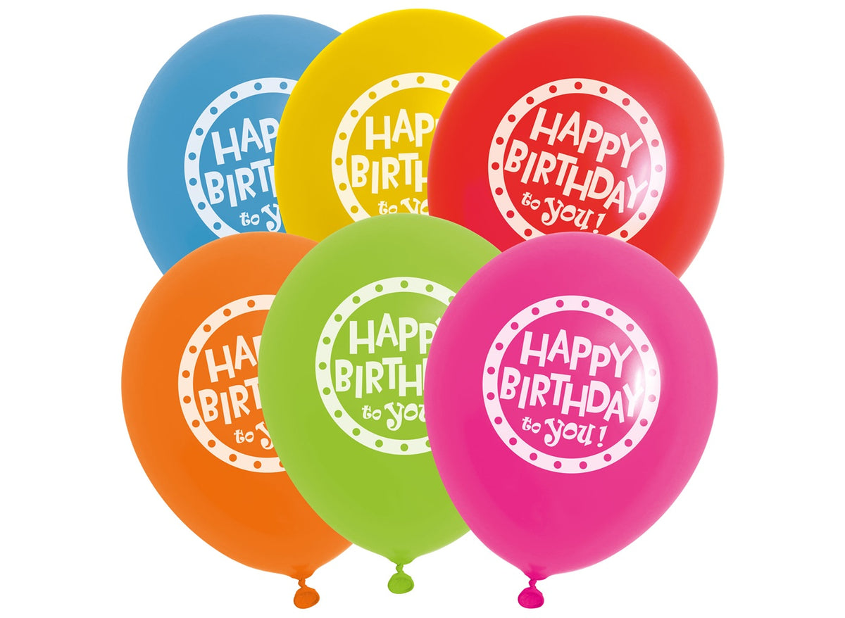lot de 12 ballons happy birthday to you multicolores 23x30cm