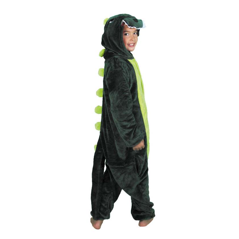 Costume kigurumi dino vert enfant