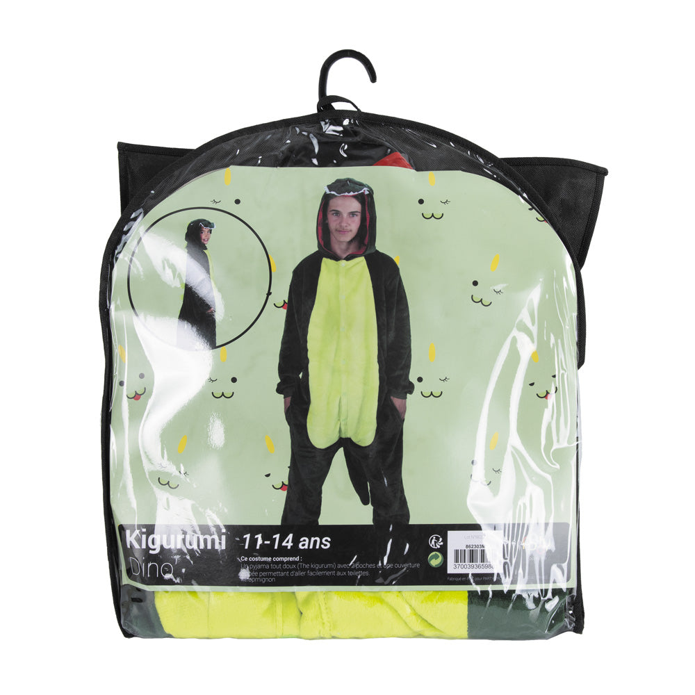Costume kigurumi dino vert enfant