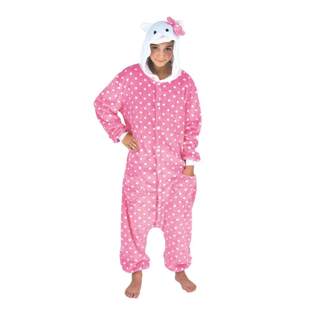 Costume kigurumi chat rose enfant