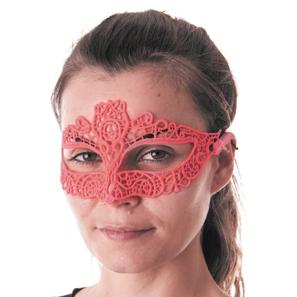 LOUP TISSU DENTELLE ROSE FLUO