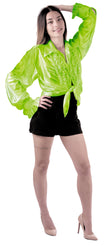CHEMISE DISCO SATIN VERT POMME