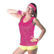 Debardeur fishnet 80's rose fluo