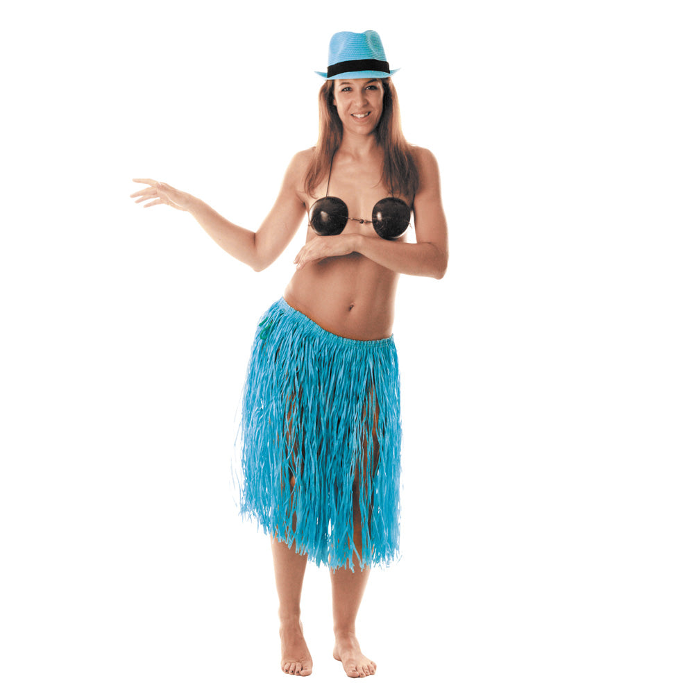 JUPE HAWAI RAPHIA BLEU 60CM