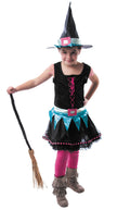 Costume sorciere technicolore avec chapeau