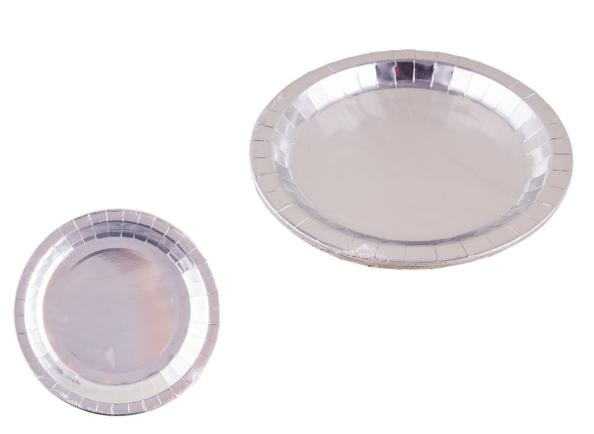 lot de 8 assiettes en carton argent 23cm