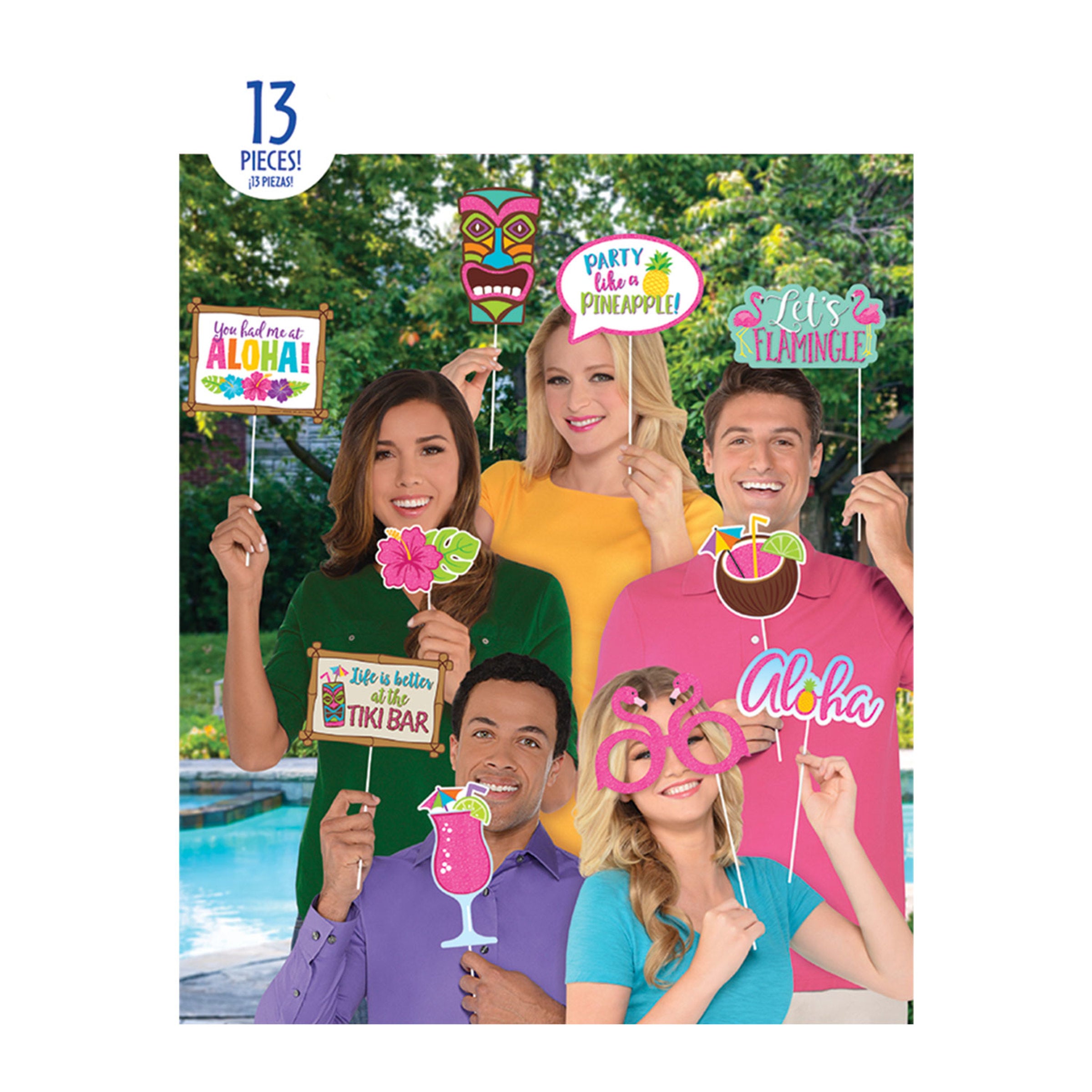 13 accessoires pour Photo booth de Tiki Hawaï