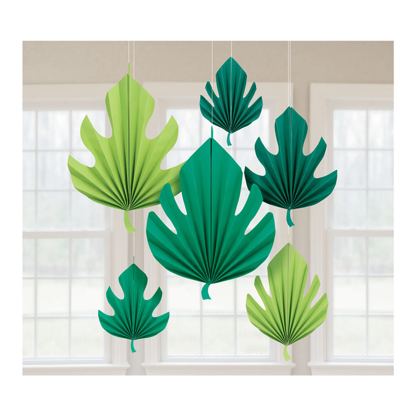 6 feuilles de palmier décoratives suspendues