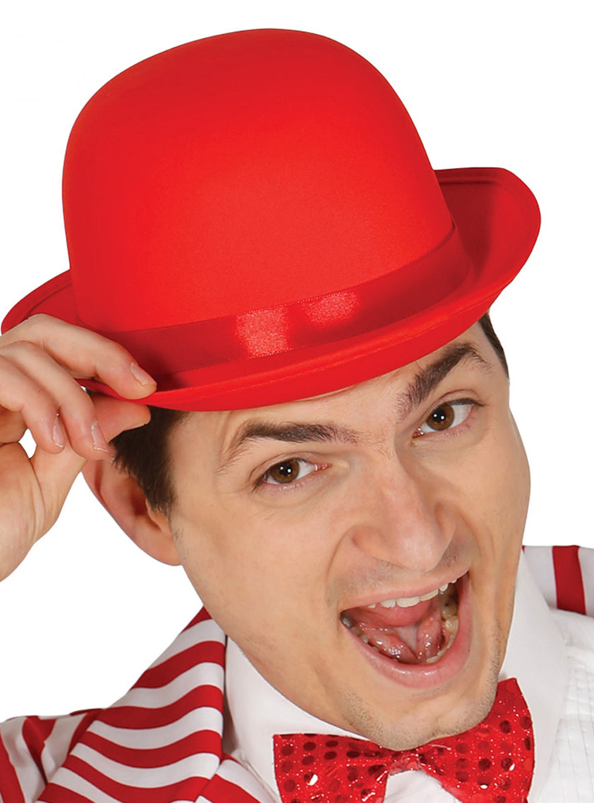 Chapeau melon rouge adulte