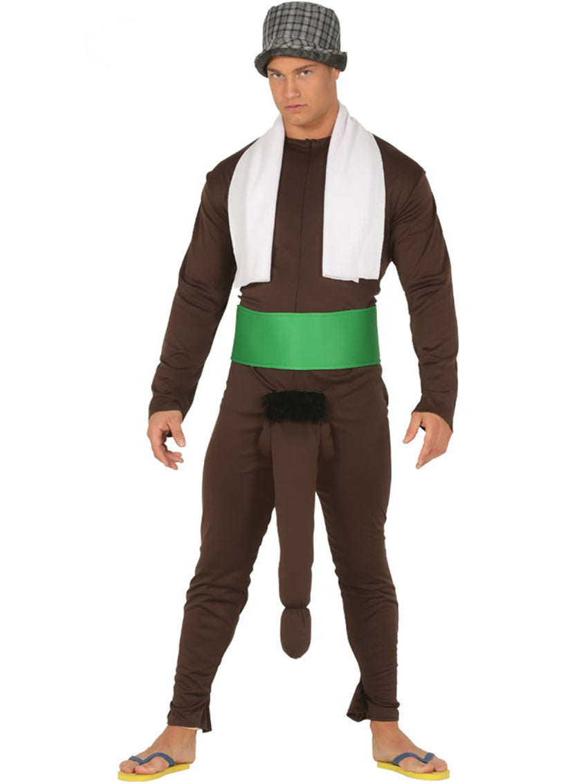 Costume de messager noir avec téléphone suspendu