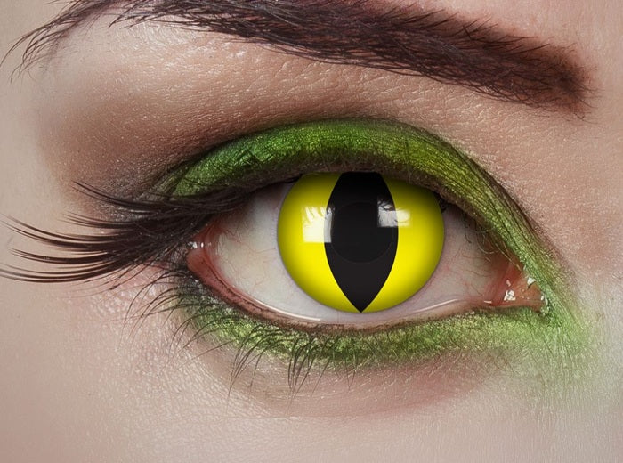 lentilles de contact chat loup alien jaune scintillantes 1 jour