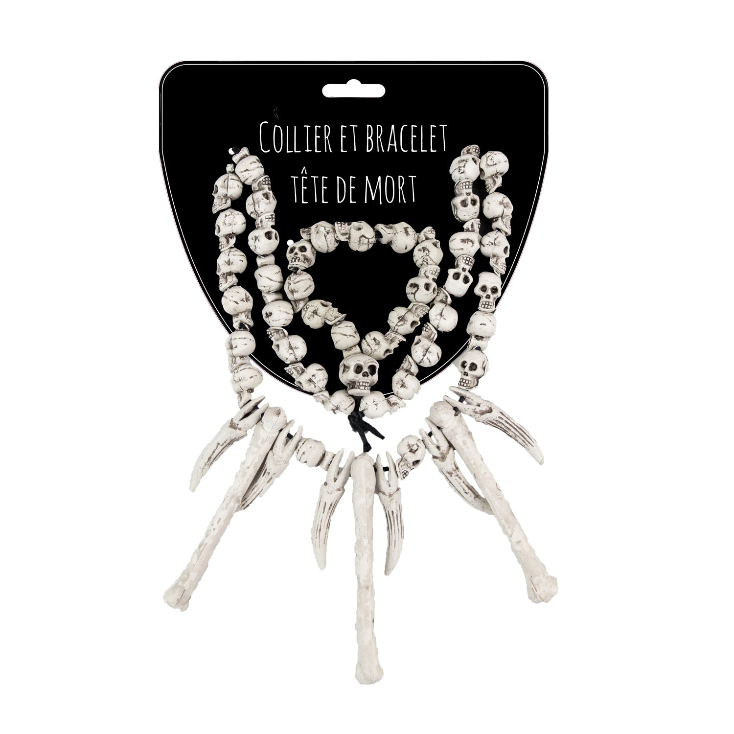 SET COLLIER + BRACELET TETE DE MORT