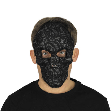 MASQUE TETE DE MORT DENTELLE NOIRE