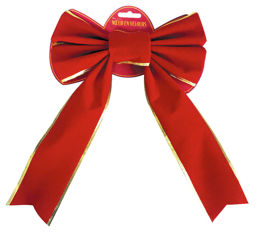 Noeud velours rouge et or