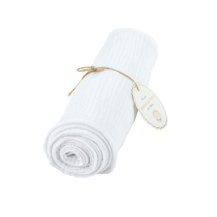 CHEMIN DE TABLE GAZE DE COTON BLANC 300X30CM