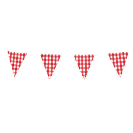 GUIRLANDE GUINGUETTE EN TISSU VICHY ET GALON VINTAGE 3M