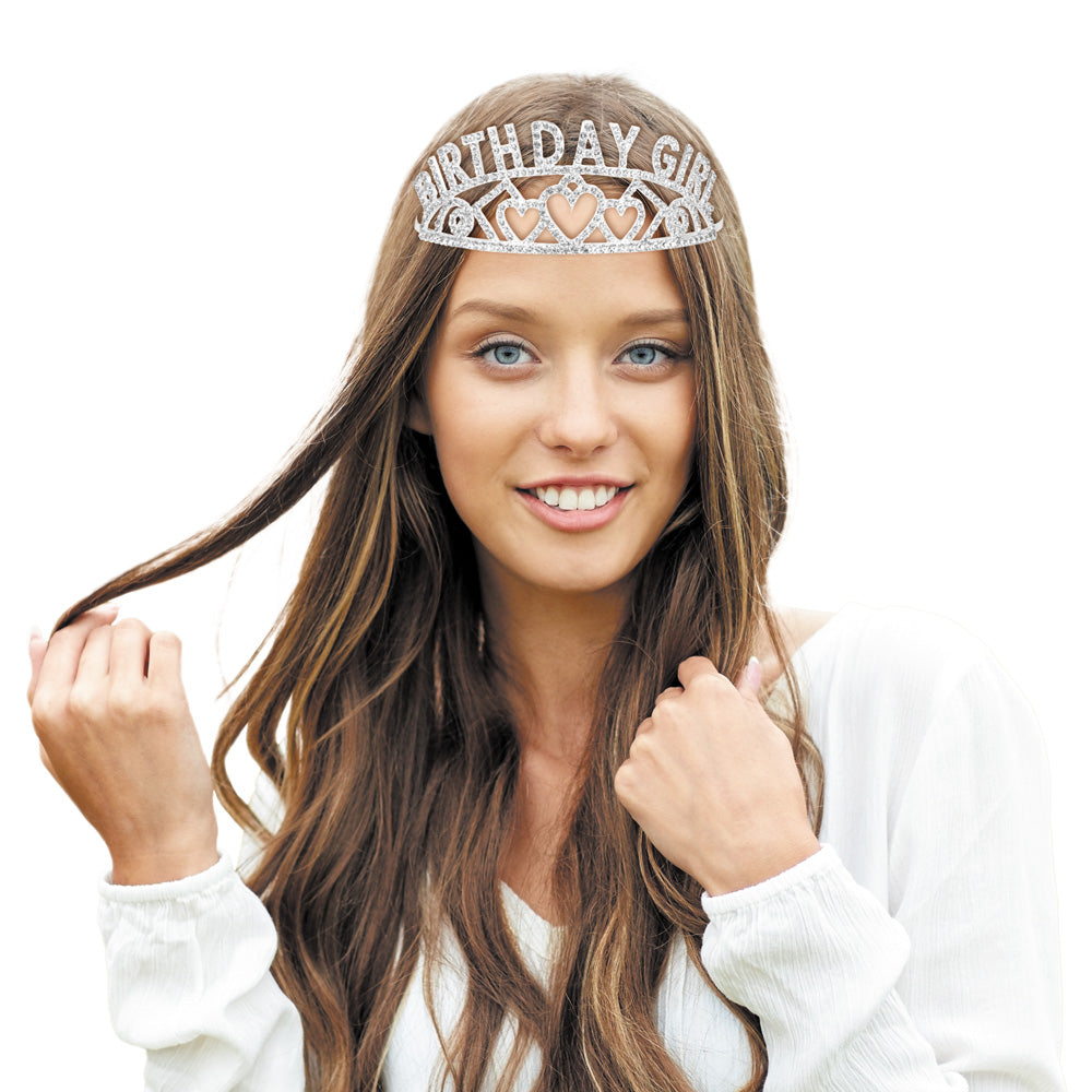 DIADEME BIRTHDAY GIRL COEUR ARGENTE