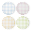 Assiettes festonnees vichy pastel 4 coul ass  23cm x 8