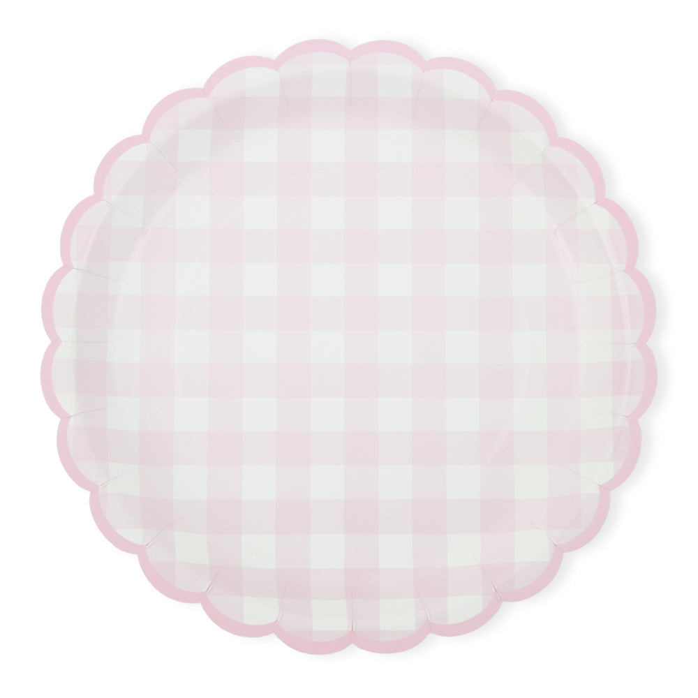 Assiettes festonnees vichy pastel 4 coul ass  23cm x 8