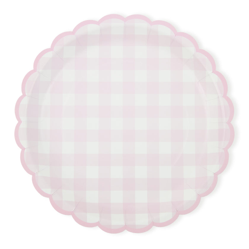 Assiettes festonnees vichy pastel 4 coul ass  23cm x 8