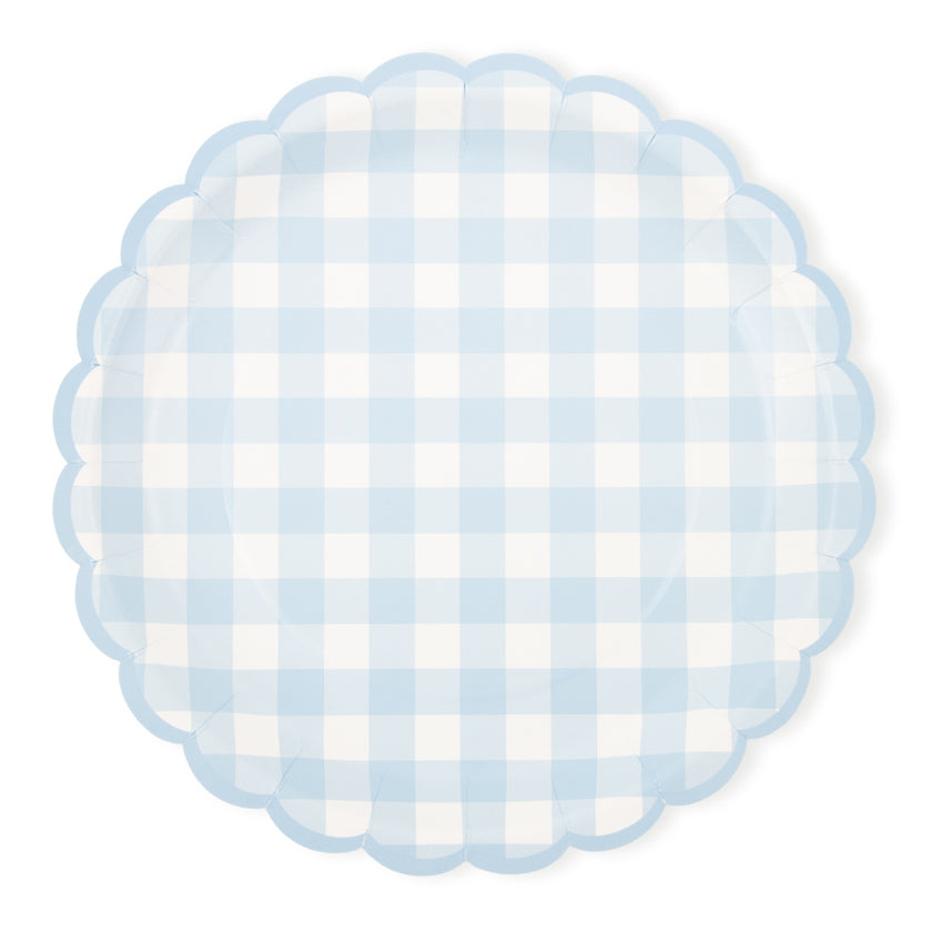 Assiettes festonnees vichy pastel 4 coul ass  23cm x 8