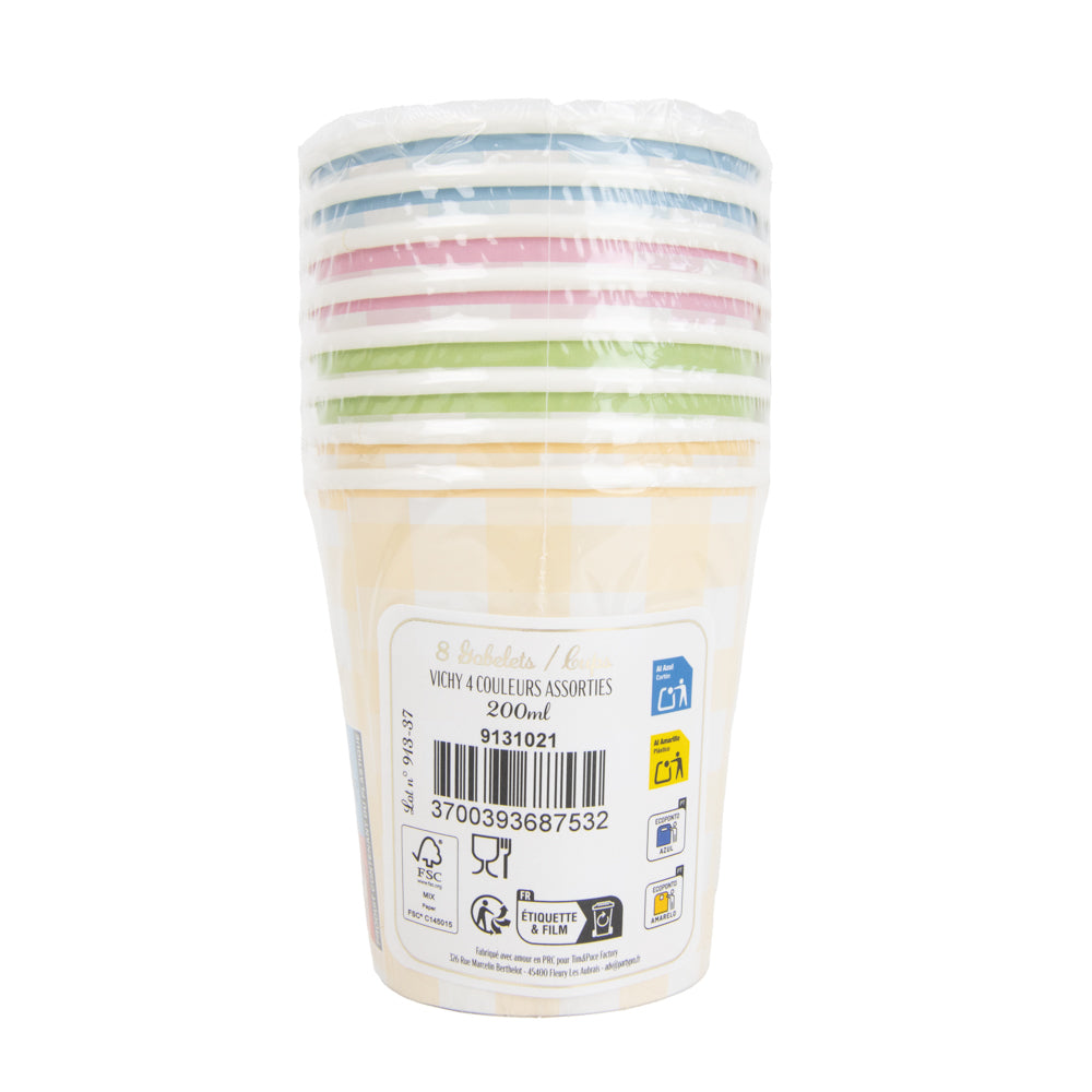 GOBELETS 200ML VICHY PASTEL 4 COUL ASSX 8