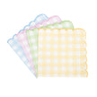 SERVIETTES FESTONNEES 33X33CM VICHY 4 COUL PASTEL ASSX 16