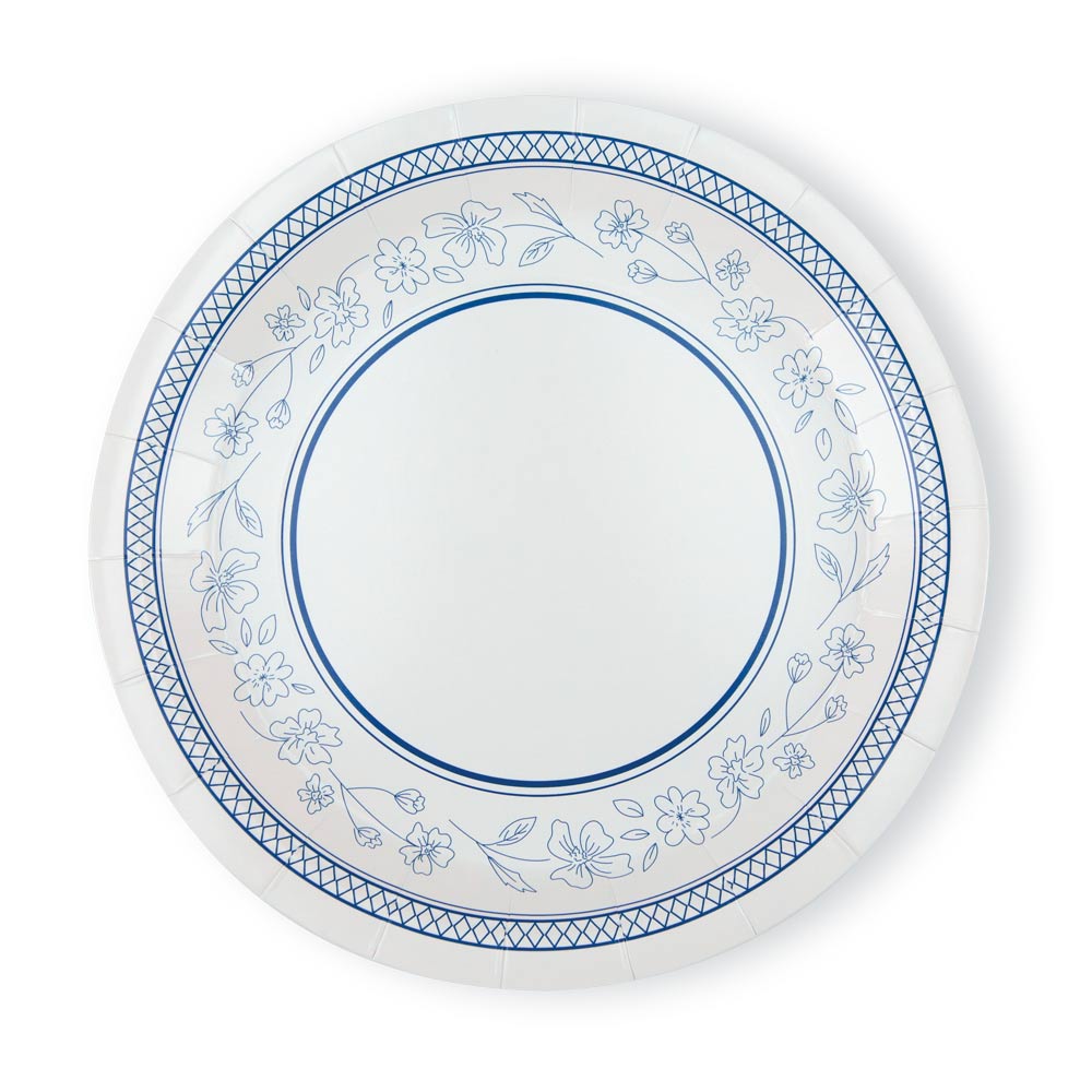 ASSIETTES A DESSERT FESTONNEES FLEUR BLEUE 18CM X 8