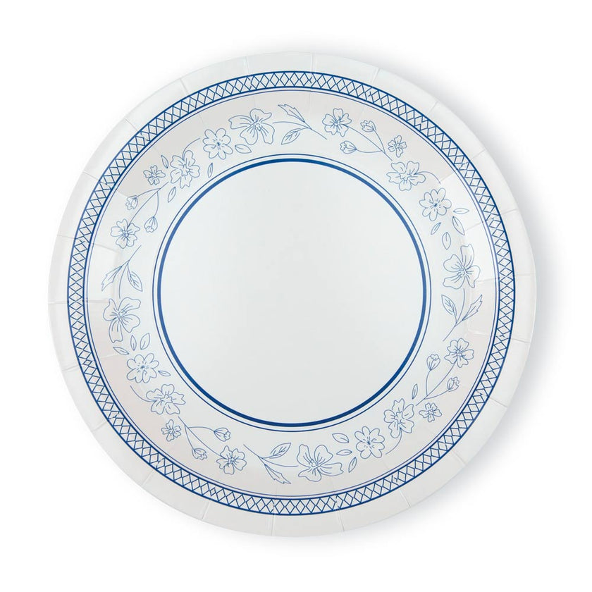 ASSIETTES A DESSERT FESTONNEES FLEUR BLEUE 18CM X 8