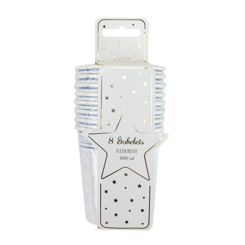 GOBELETS 200ML FLEUR BLEUE X 8