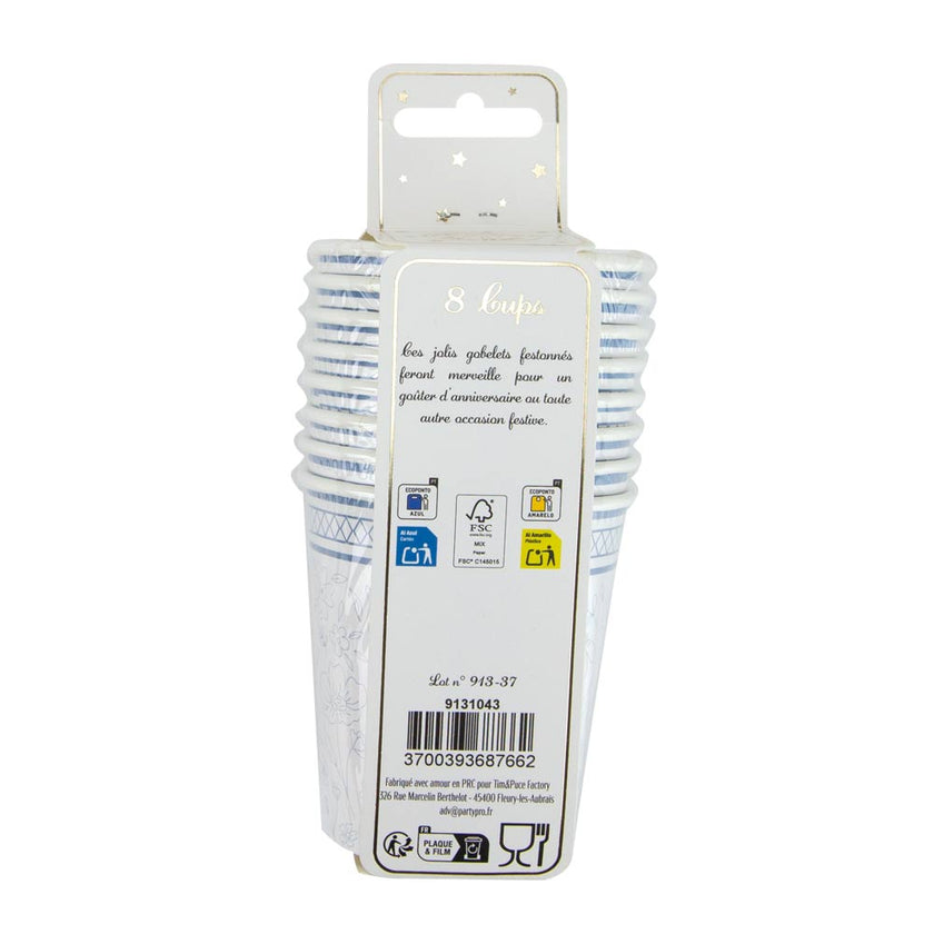 GOBELETS 200ML FLEUR BLEUE X 8