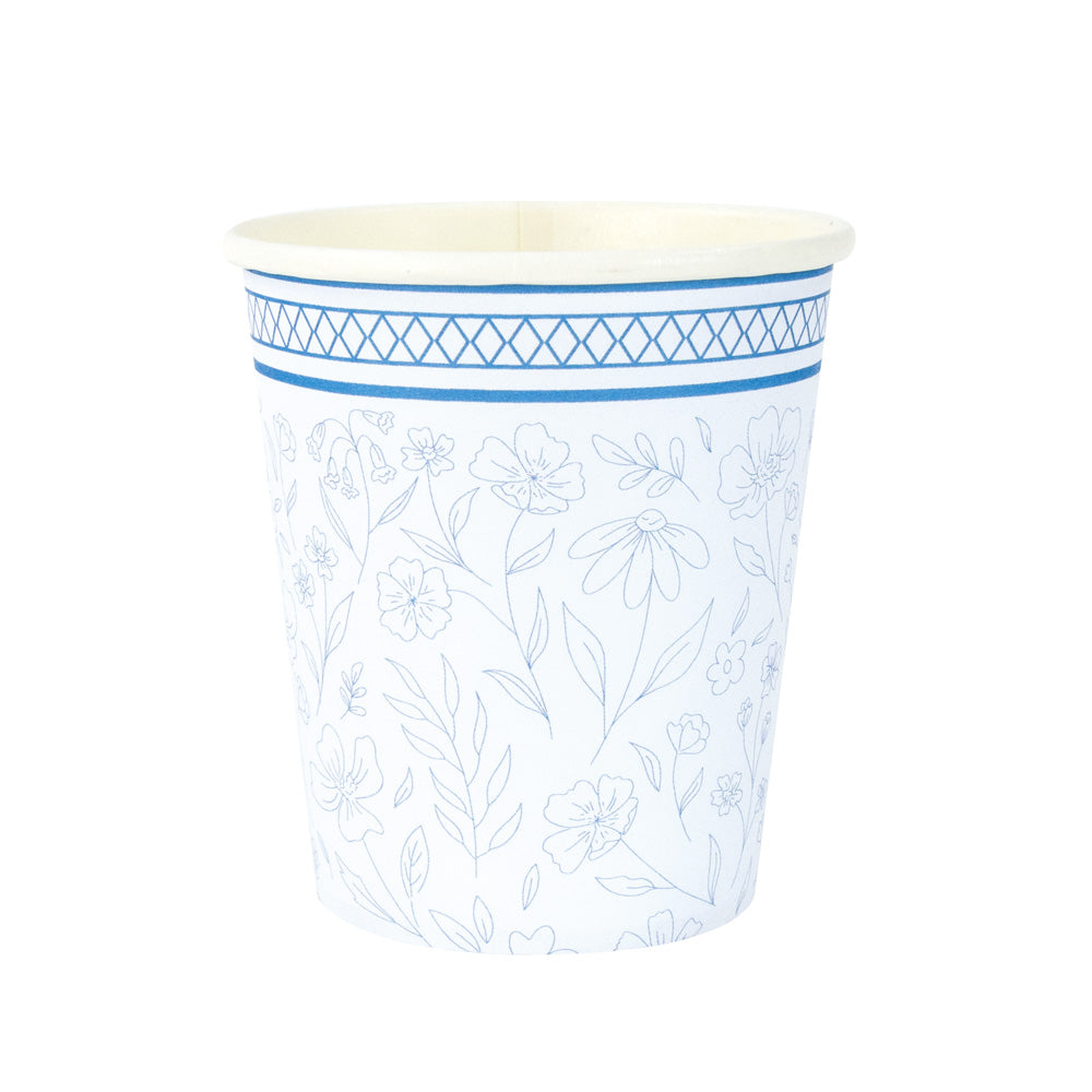 GOBELETS 200ML FLEUR BLEUE X 8