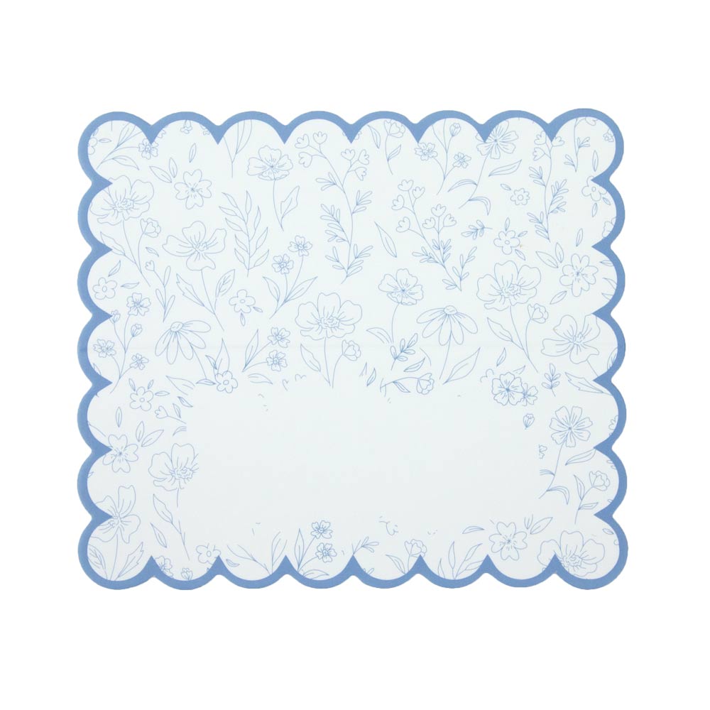 MARQUE-PLACES FESTONNES FLEUR BLEUE X 8PCS