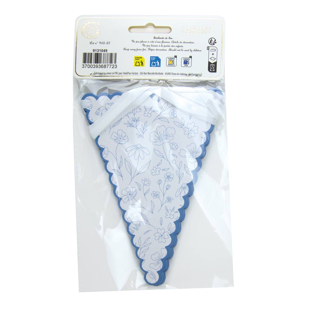 GUIRLANDE FANIONS FLEUR BLEUE 3M