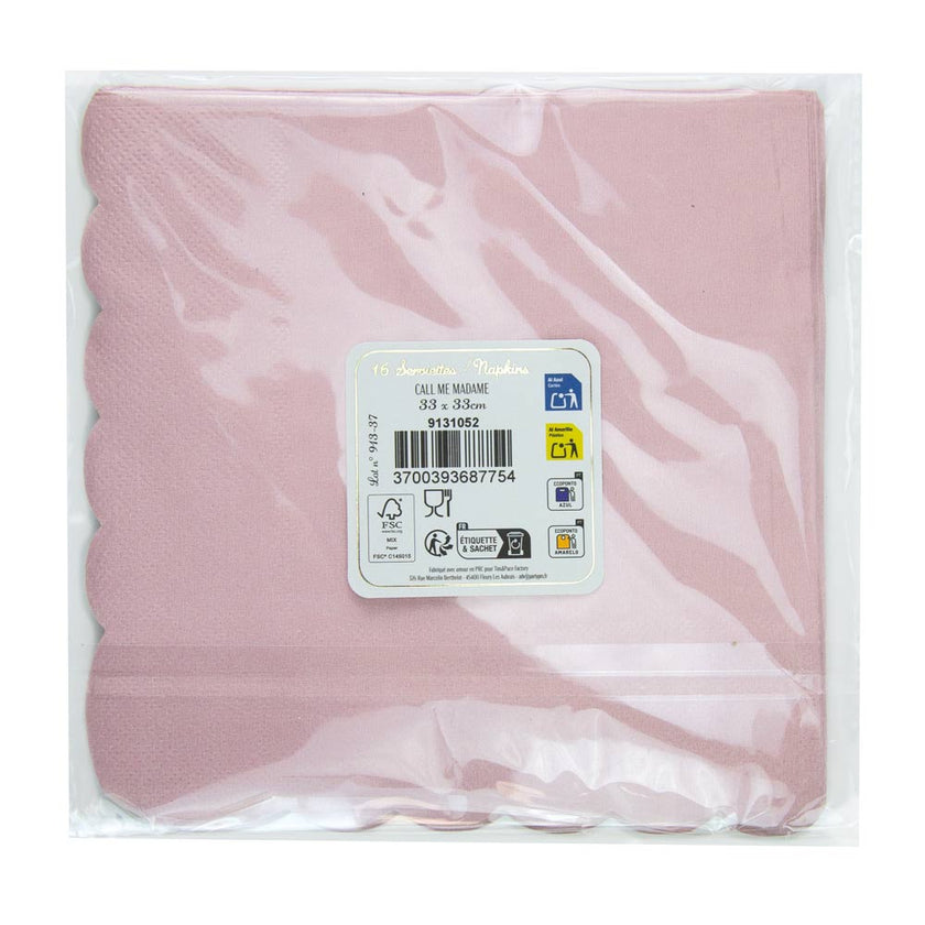 SERVIETTES FESTONNEES 33X33CM 