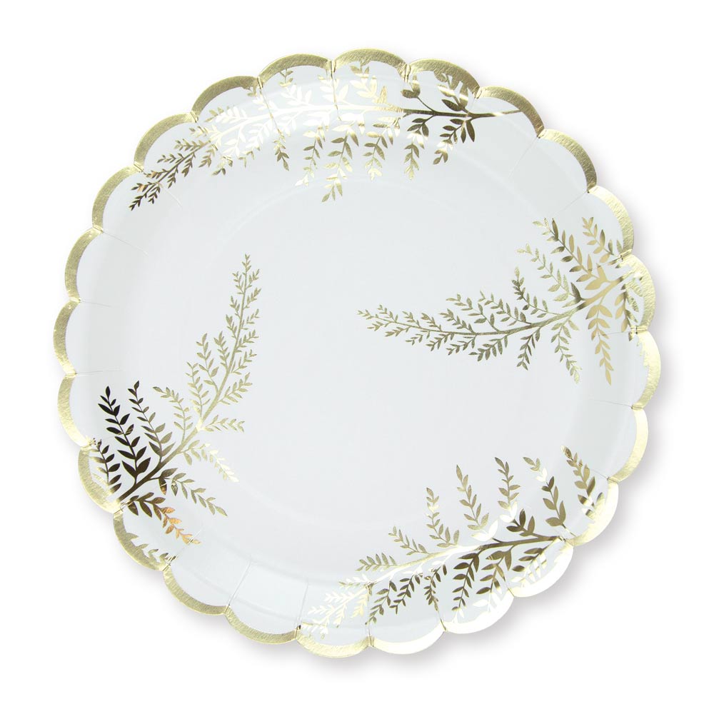 ASSIETTES FESTONNEES 23CM FOUGERE WHITE X 8