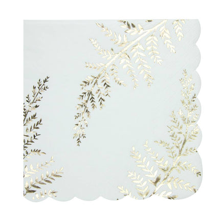 SERVIETTES FESTONNEES 33X33CM FOUGERE WHITE X 16