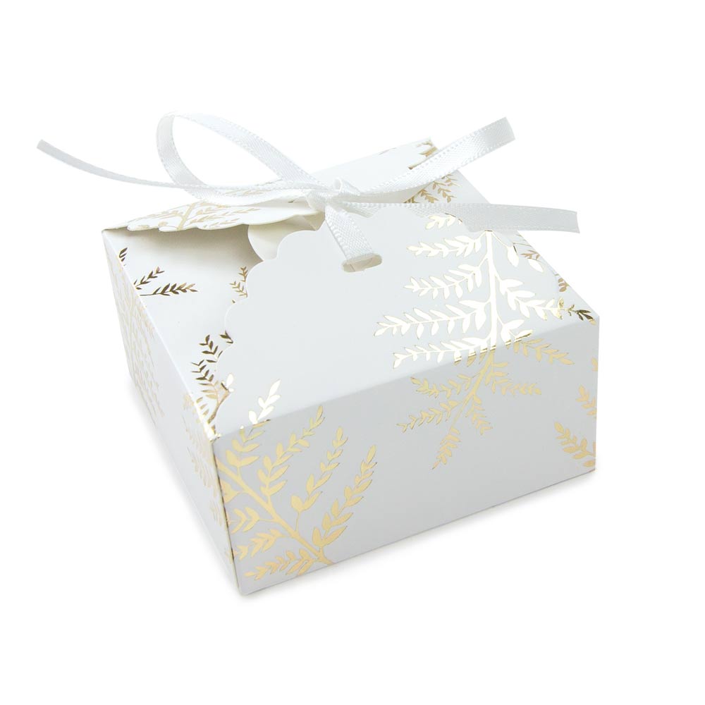 Petites boites a festons fougere white  x 8