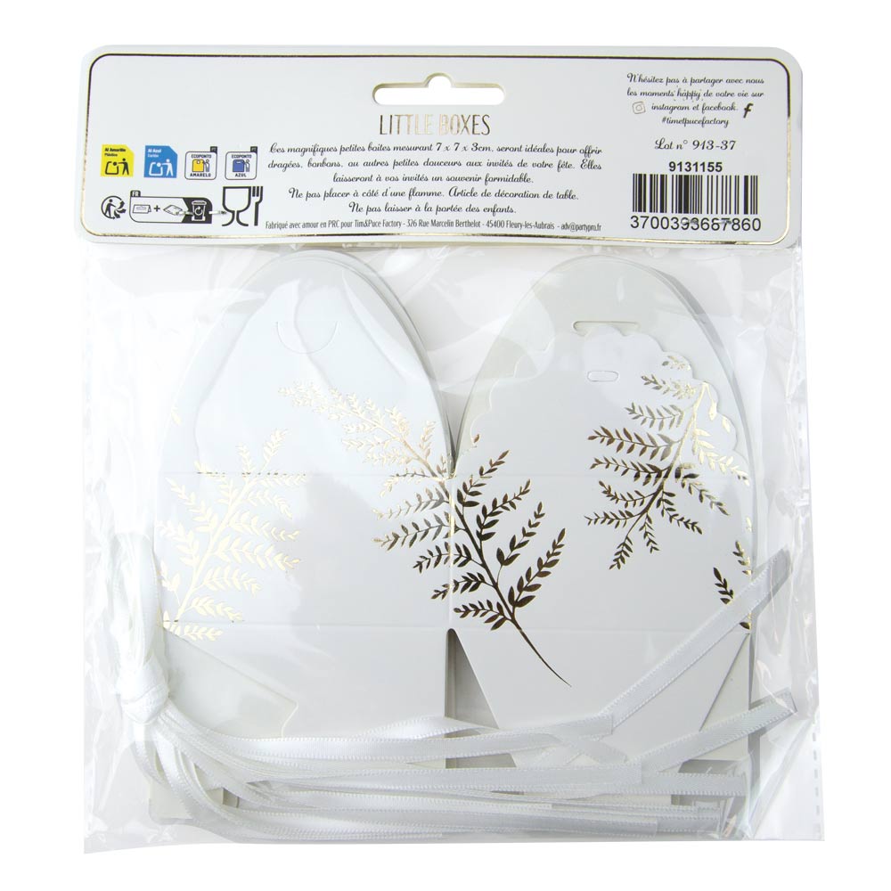 Petites boites a festons fougere white  x 8
