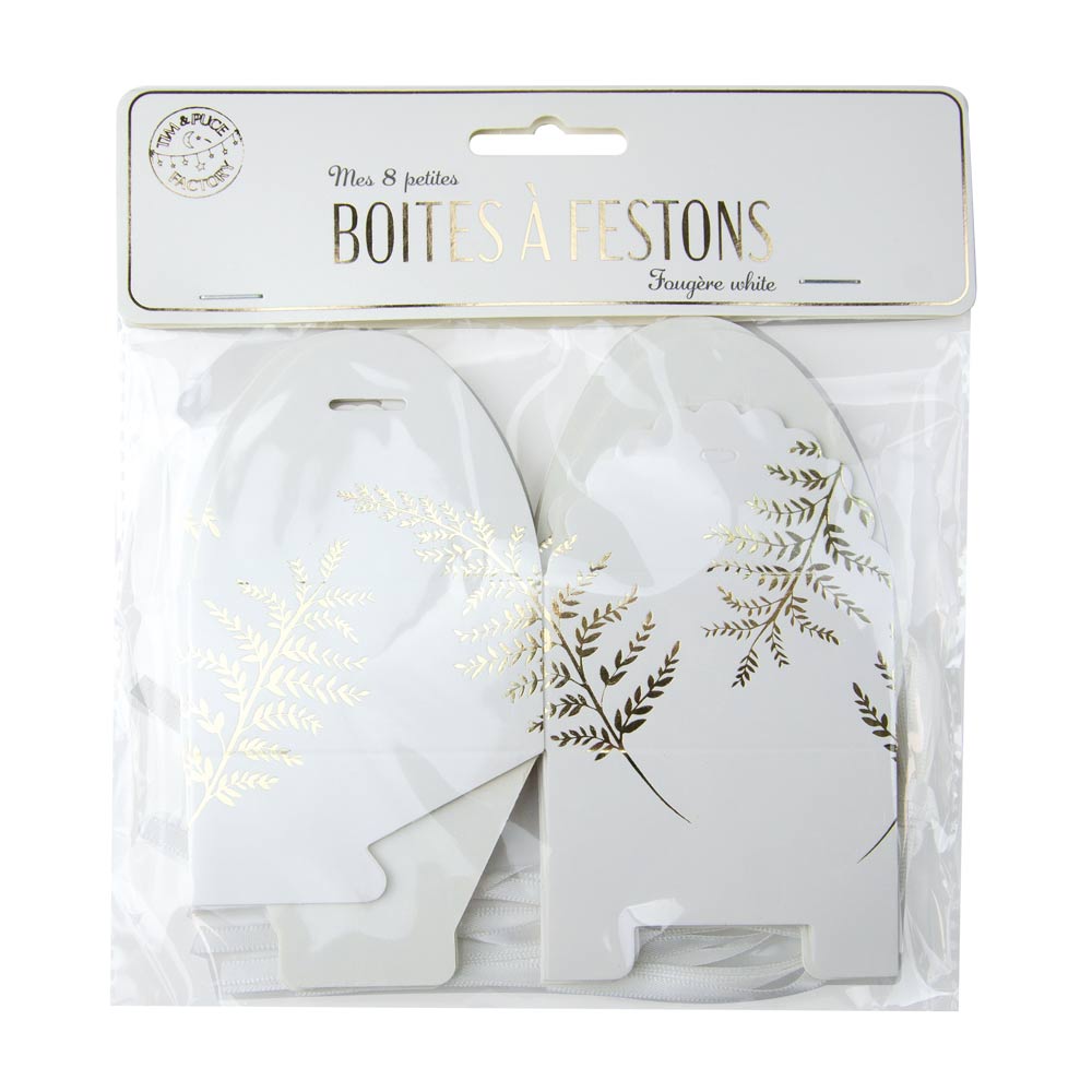 Petites boites a festons fougere white  x 8