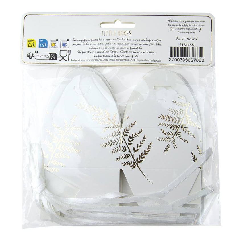 Petites boites a festons fougere white  x 8