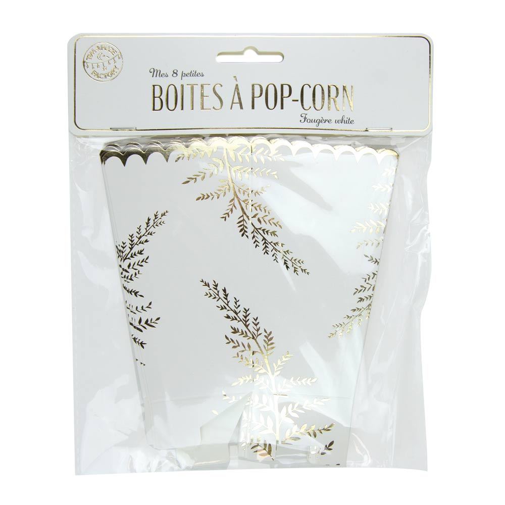 BOITES A POP-CORN FOUGERE WHITE X 8