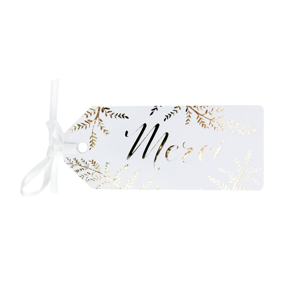 ETIQUETTES CADEAUX FOUGERE WHITE X 10
