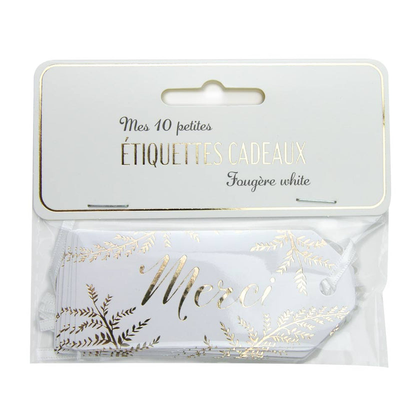 ETIQUETTES CADEAUX FOUGERE WHITE X 10