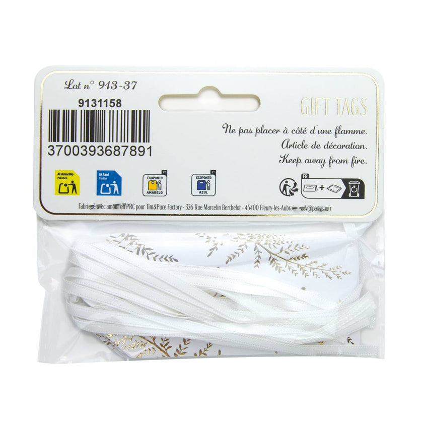 ETIQUETTES CADEAUX FOUGERE WHITE X 10