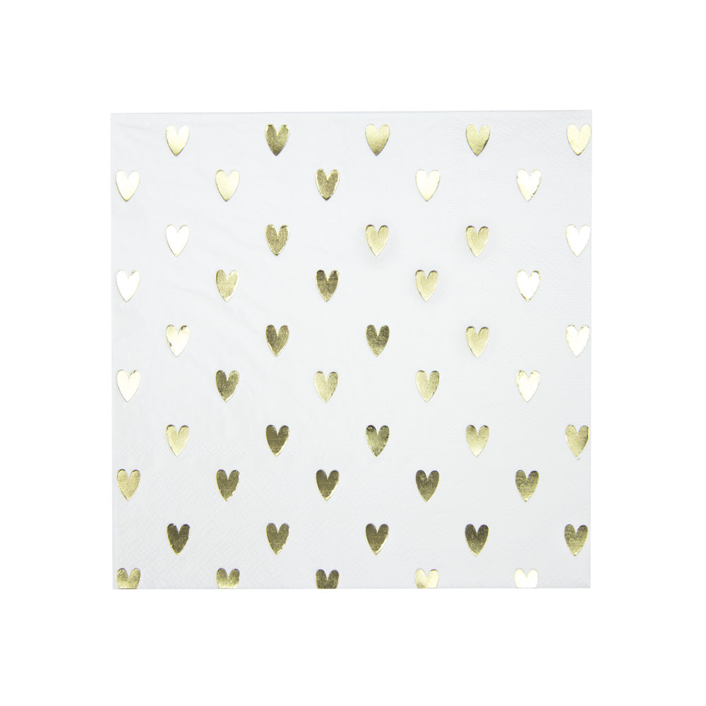 SERVIETTES COEURS DORES X 16