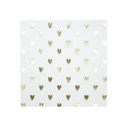 SERVIETTES COEURS DORES X 16