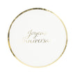 Assiettes rondes 22cm joyeux anniversaire or  x 8