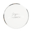 Assiettes rondes 22cm joyeux anniversaire argent  x 8